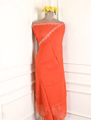 Twill Organza Rust Unstitched Suit
