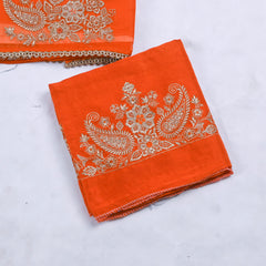 Organza Orange Unstitched Suit