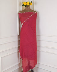 Organza Maroon Unstitched Suit