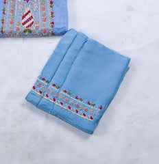 Organza Blue Unstitched Suit