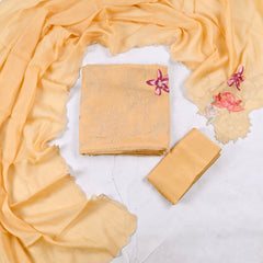 Mul Cotton Yellow Unstitched Suit