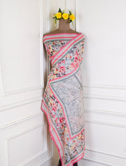 Organza pink floral Unstitched Suit