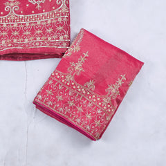 Shimmer Red Unstitched Lehenga Suit