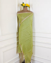 Shimmer Pista Green Unstitched Suit