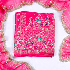 Khadi Pink Unstitched Suit