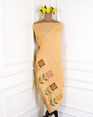 Mul Chanderi Cotton Yellow Unstitched Suit