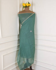 Organza Green Unstitched Suit