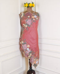 Organza Pink Unstitched Suit