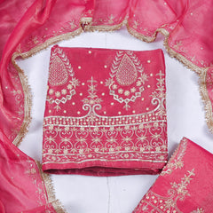 Shimmer Red Unstitched Lehenga Suit