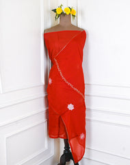 Organza Rust Unstitched Suit