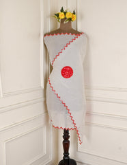 Kora Cotton White Unstitched Suit