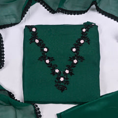 Organza Green Unstitched Suit