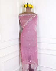 Glass Organza Blush Pink Unstitched Suit