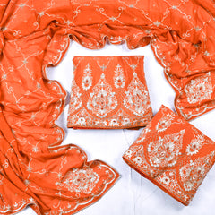 Crepe Rust Peplum Lehenga Suit
