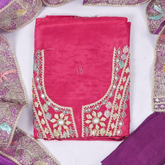 Silk Organza Double Shade Unstitched Suit