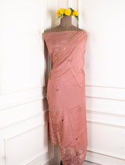 Organza Peach Unstitched Suit