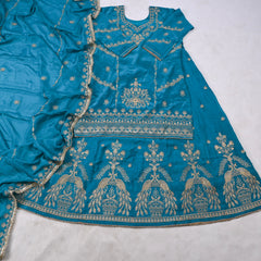Crepe Sky Blue Lehenga Suit