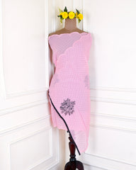Organza Pink Unstitched Suit