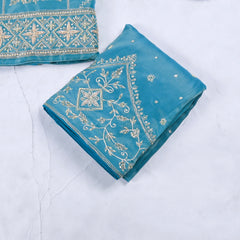 Shimmer Ferozi Unstitched Lehenga Suit