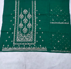 Khadi Green Unstitched Lehenga Suit