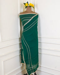 Organza Green Unstitched Suit