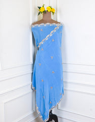 Georgette Powder Blue Unstitched Suit