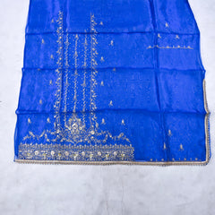 Glass Shimmer Blue Unstitched Lehenga Suit