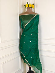 Glass Shimmer Green Unstitched Suit