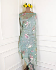 Glass Pista Green Unstitched Suit