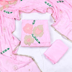 Crepe Baby Pink Peplum Lehenga Suit