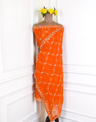 Crepe Rust Peplum Lehenga Suit