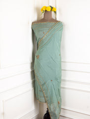 Organza Pista Green Unstitched Suit