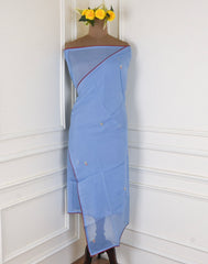 Organza Blue Unstitched Suit