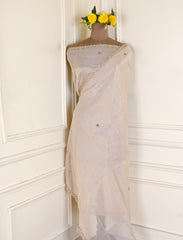 Tissue Ivory Unstitched Lehenga Suit