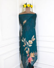 Crepe Peacock Blue Unstitched Suit