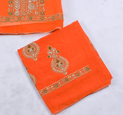 Organza Orange Unstitched Suit