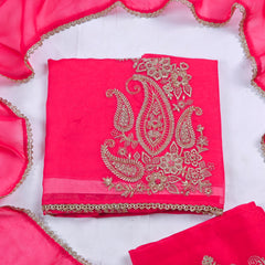 Organza Pink Unstitched Suit