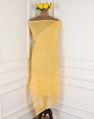 Organza Yellow Unstitched Suit