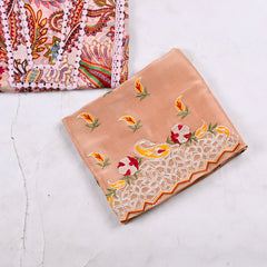 Mul Check Light Peach Unstitched Suit