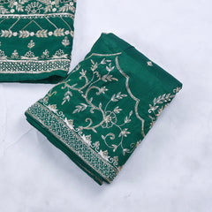 Khadi Green Unstitched Lehenga Suit
