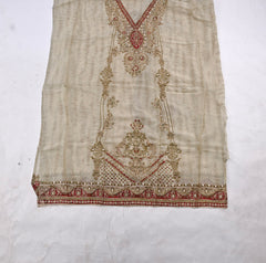 Organza Beige Unstitched Suit