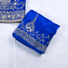 Glass Shimmer Blue Unstitched Lehenga Suit