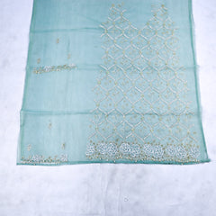 Glass Tissue Pista Green Unstitched Lehenga Suit