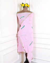Crepe Baby Pink Peplum Lehenga Suit