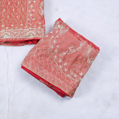 Shimmer Rust Unstitched Lehenga Suit