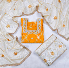Crepe Yellow Stitched Lehenga Suit