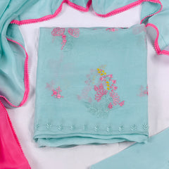 Organza Mint Green Unstitched Suit
