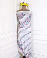 Organza White Unstitched Suit