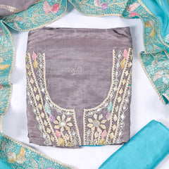 Silk Organza Double Shade Unstitched Suit