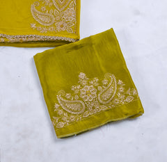 Organza Mehandi Unstitched Suit